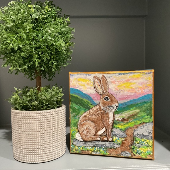 🔴HOLD FOR BELLAM247🔴Heavy Texture Colorful Rabbit Canvas Art🔴 - Picture 6 of 6